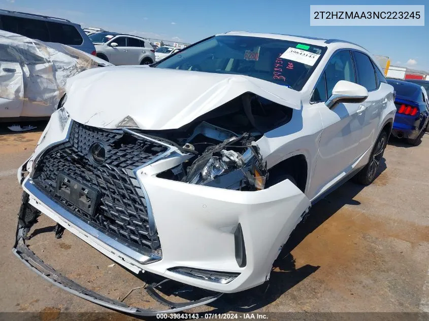 2022 Lexus Rx 350 VIN: 2T2HZMAA3NC223245 Lot: 39843143