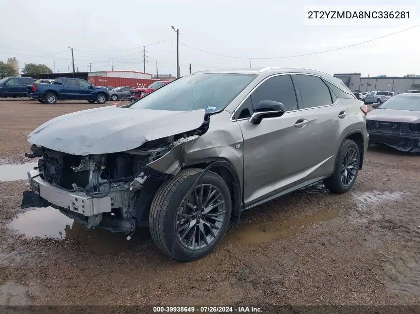 2022 Lexus Rx 350 F Sport Handling VIN: 2T2YZMDA8NC336281 Lot: 39938649