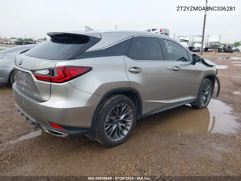 2T2YZMDA8NC336281 2022 Lexus Rx 350 F Sport Handling