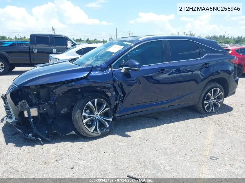 2022 Lexus Rx 350 VIN: 2T2HZMAA6NC255946 Lot: 39942752