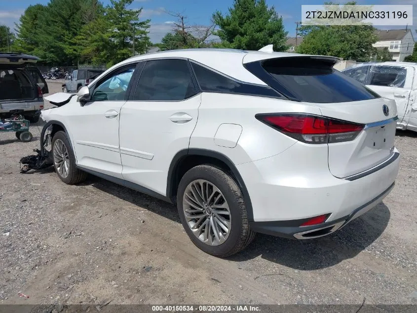 2022 Lexus Rx 350 350 VIN: 2T2JZMDA1NC331196 Lot: 40150534