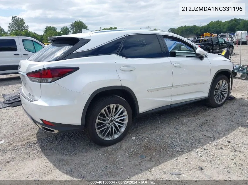 2022 Lexus Rx 350 350 VIN: 2T2JZMDA1NC331196 Lot: 40150534