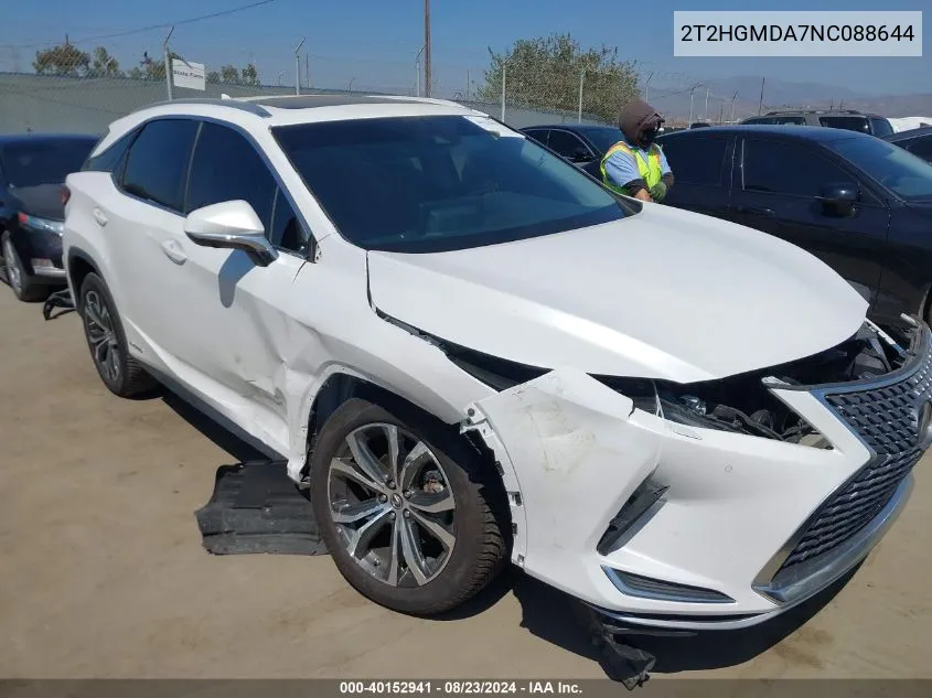 2022 Lexus Rx 450H VIN: 2T2HGMDA7NC088644 Lot: 40152941