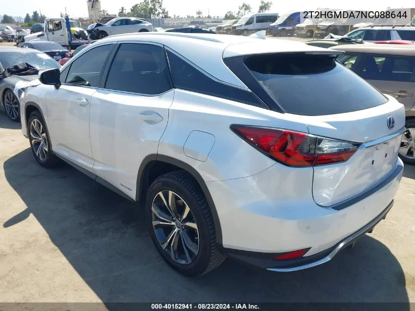 2022 Lexus Rx 450H VIN: 2T2HGMDA7NC088644 Lot: 40152941