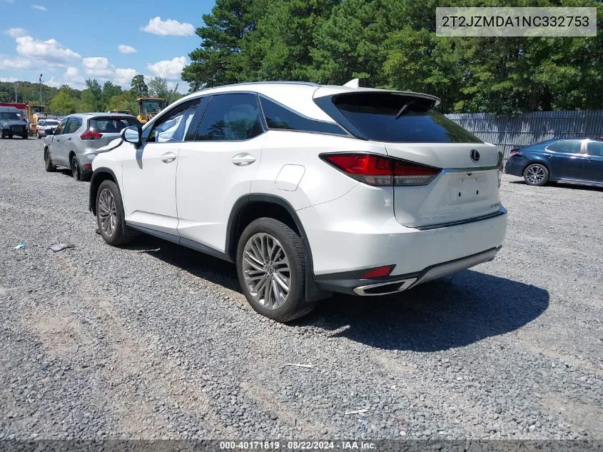 2022 Lexus Rx 350 VIN: 2T2JZMDA1NC332753 Lot: 40171819