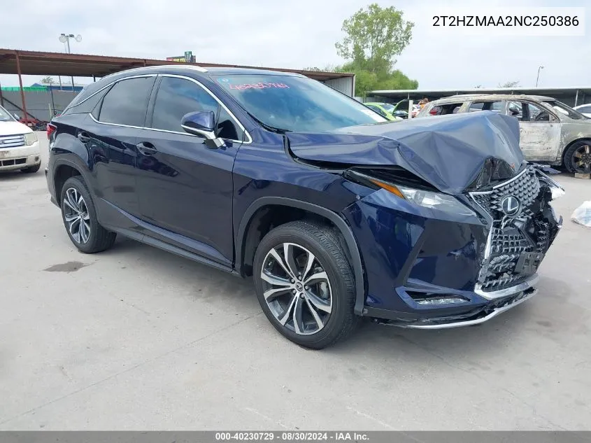 2022 Lexus Rx 350 VIN: 2T2HZMAA2NC250386 Lot: 40230729