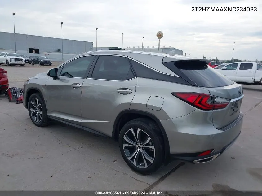 2022 Lexus Rx 350 VIN: 2T2HZMAAXNC234033 Lot: 40265561