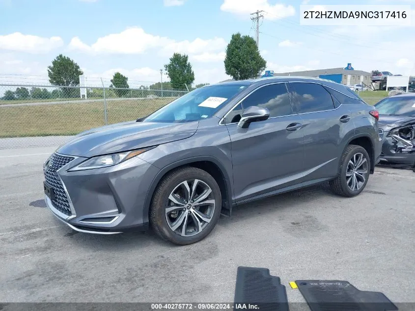 2022 Lexus Rx 350 VIN: 2T2HZMDA9NC317416 Lot: 40275772