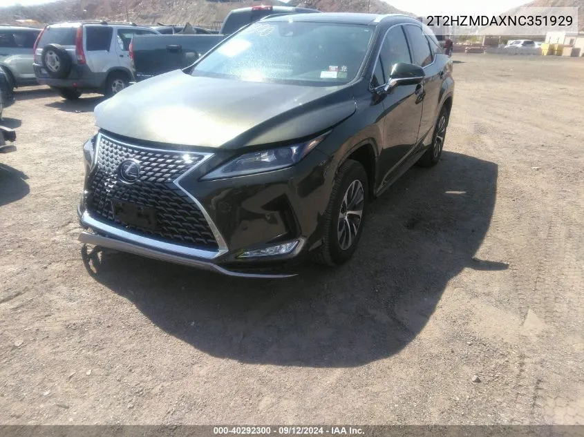 2022 Lexus Rx 350 VIN: 2T2HZMDAXNC351929 Lot: 40292300