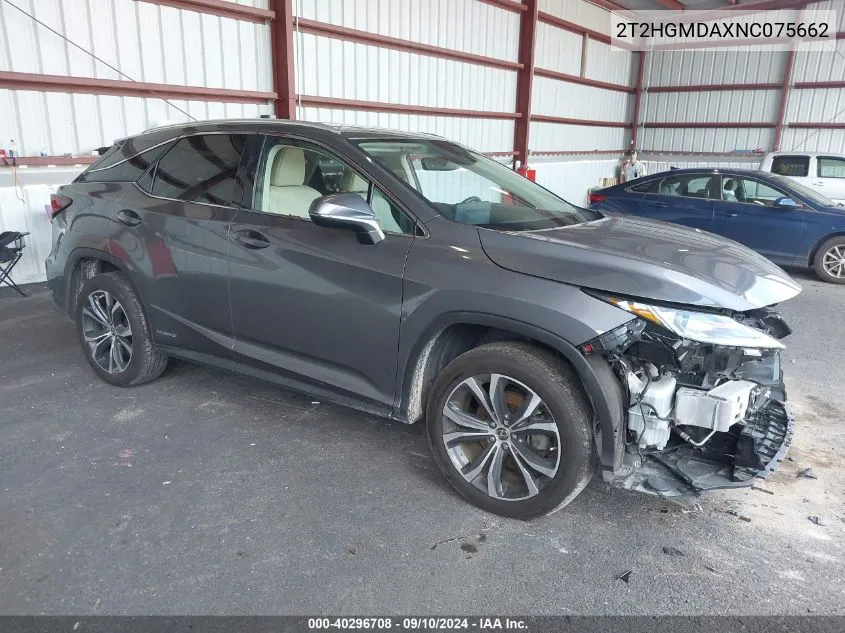 2022 Lexus Rx 450H VIN: 2T2HGMDAXNC075662 Lot: 40296708