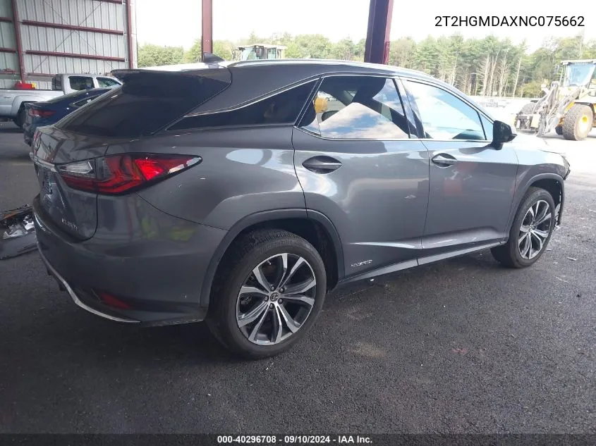 2022 Lexus Rx 450H VIN: 2T2HGMDAXNC075662 Lot: 40296708