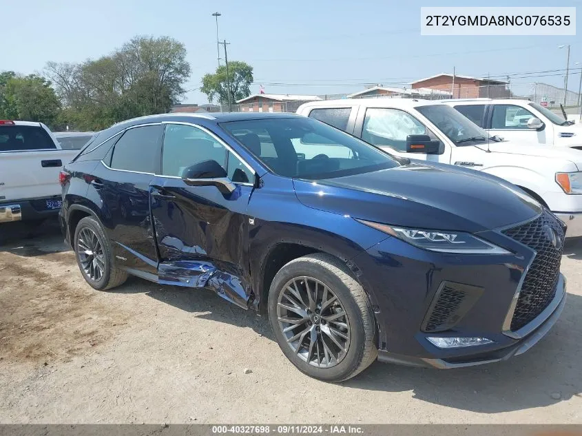 2022 Lexus Rx 450H F Sport Handling VIN: 2T2YGMDA8NC076535 Lot: 40327698