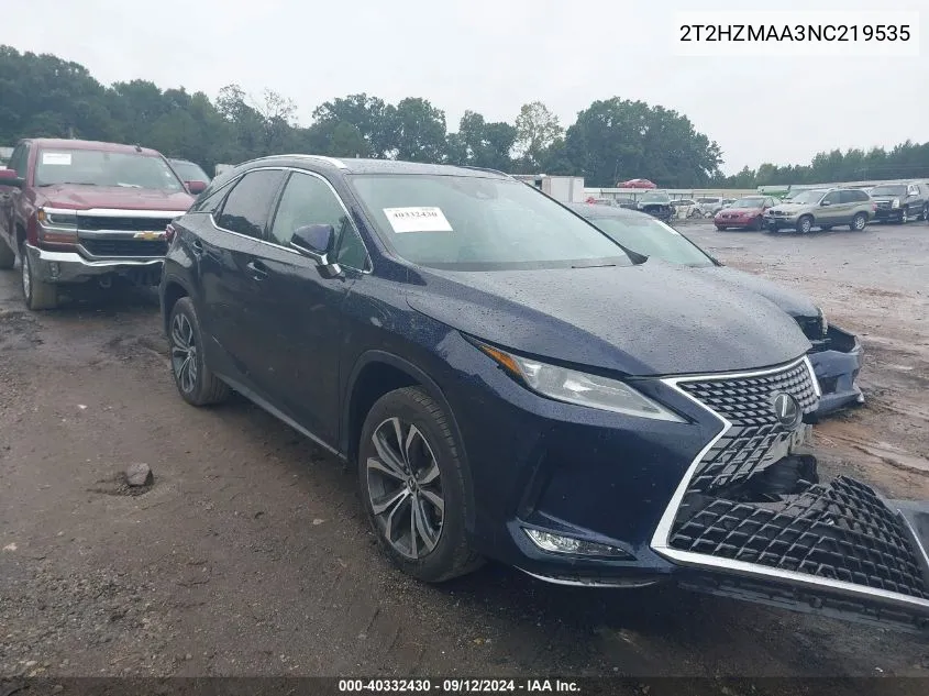 2022 Lexus Rx 350 VIN: 2T2HZMAA3NC219535 Lot: 40332430