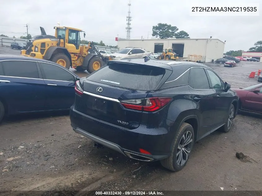 2022 Lexus Rx 350 VIN: 2T2HZMAA3NC219535 Lot: 40332430