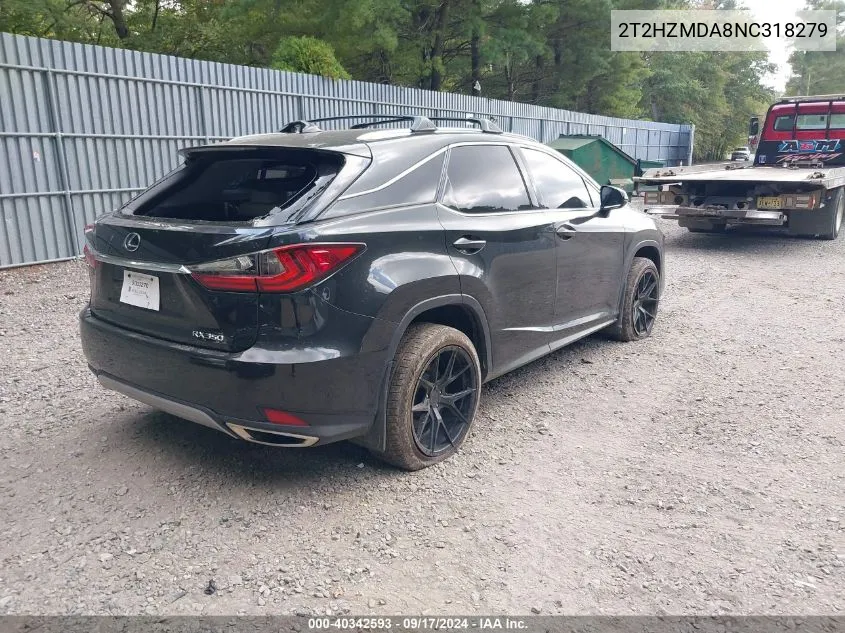 2022 Lexus Rx 350 VIN: 2T2HZMDA8NC318279 Lot: 40342593