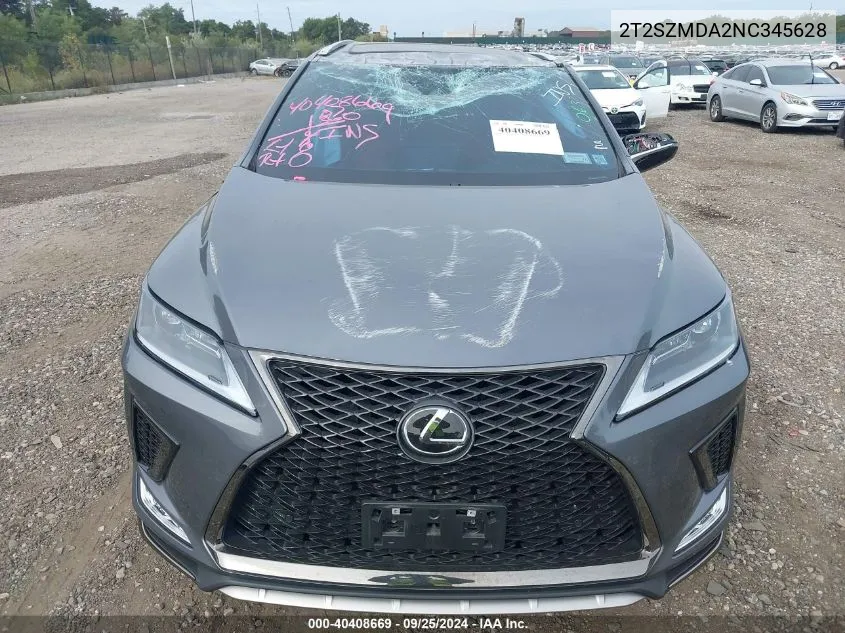 2022 Lexus Rx 350 F Sport Appearance VIN: 2T2SZMDA2NC345628 Lot: 40408669