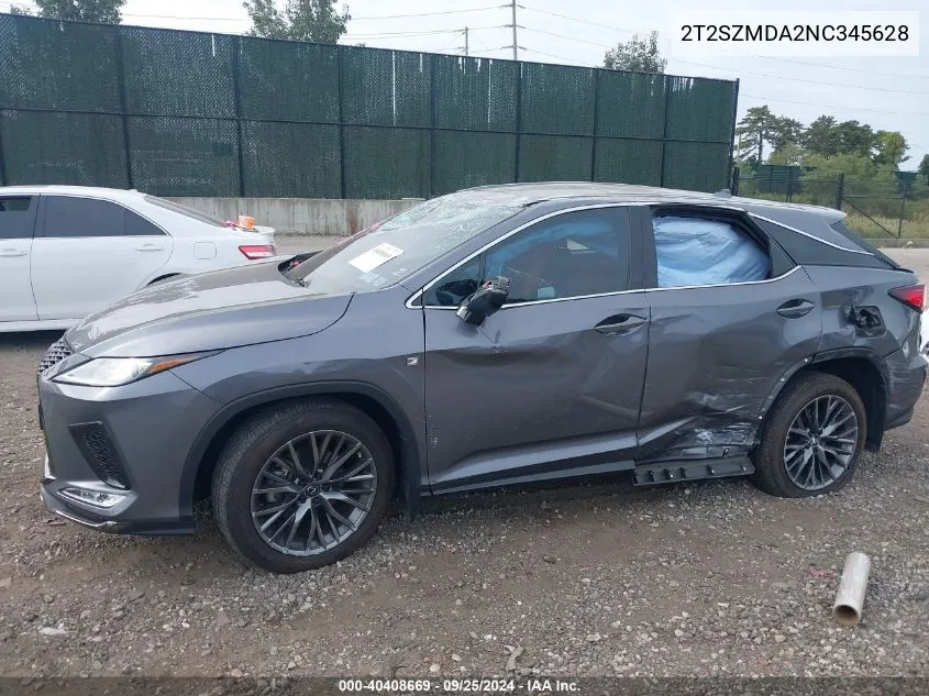 2022 Lexus Rx 350 F Sport Appearance VIN: 2T2SZMDA2NC345628 Lot: 40408669