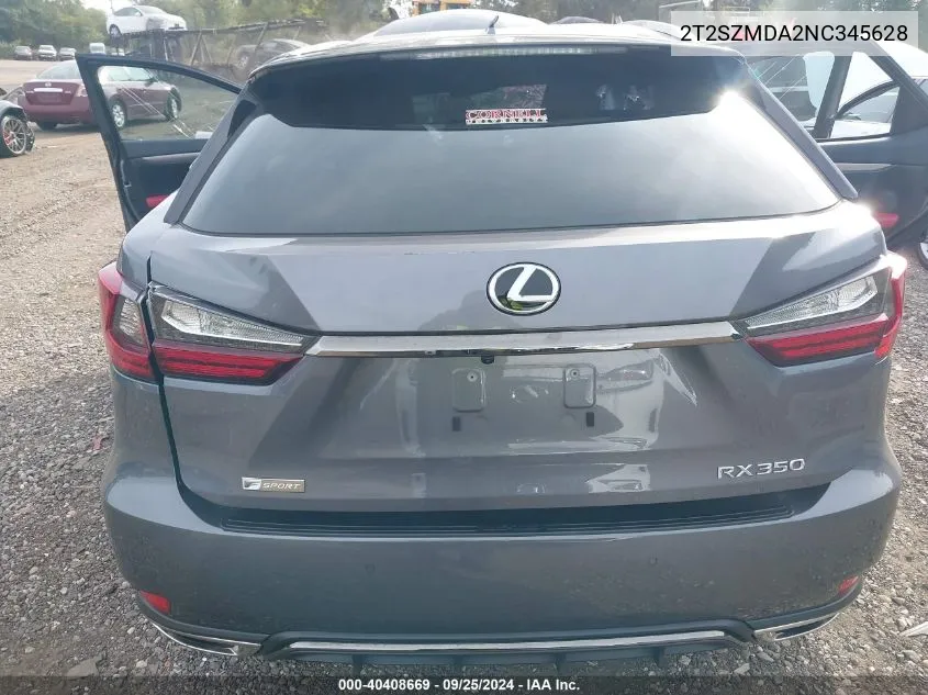 2022 Lexus Rx 350 F Sport Appearance VIN: 2T2SZMDA2NC345628 Lot: 40408669