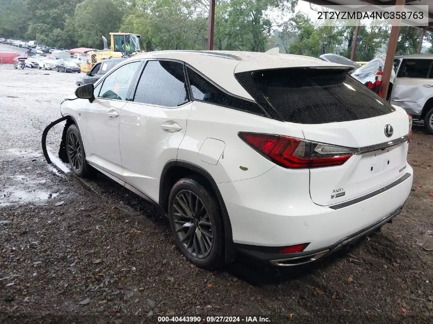 2022 Lexus Rx 350 F Sport Handling VIN: 2T2YZMDA4NC358763 Lot: 40443990