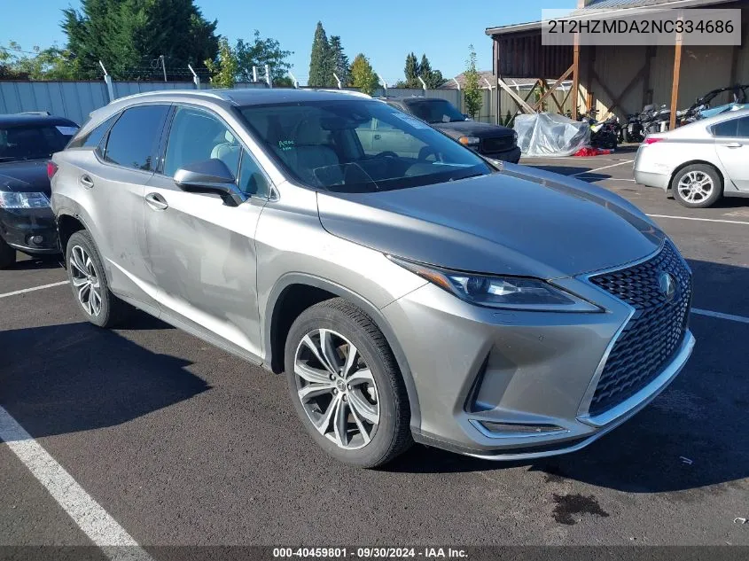 2022 Lexus Rx 350 350 VIN: 2T2HZMDA2NC334686 Lot: 40459801