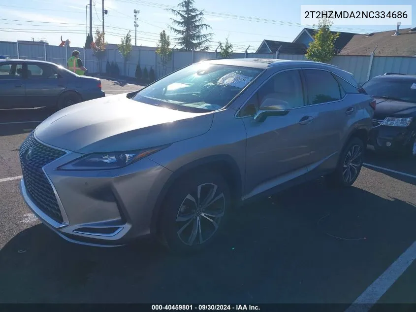 2022 Lexus Rx 350 350 VIN: 2T2HZMDA2NC334686 Lot: 40459801