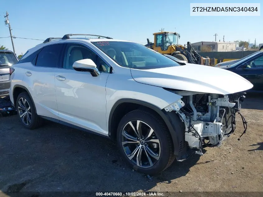 2022 Lexus Rx 350 VIN: 2T2HZMDA5NC340434 Lot: 40470660