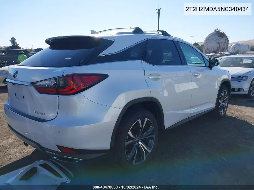 2022 Lexus Rx 350 VIN: 2T2HZMDA5NC340434 Lot: 40470660