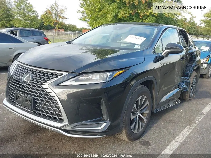 2022 Lexus Rx 350 VIN: 2T2AZMDA6NC330058 Lot: 40473259