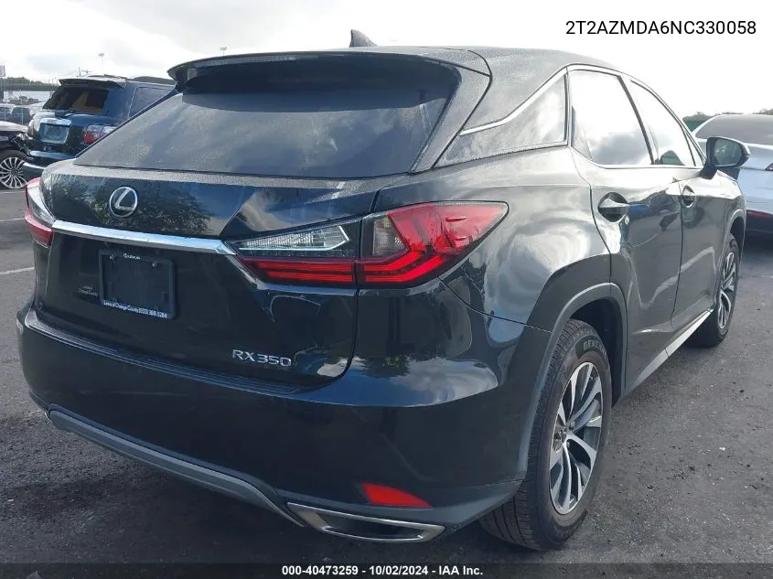 2022 Lexus Rx 350 VIN: 2T2AZMDA6NC330058 Lot: 40473259