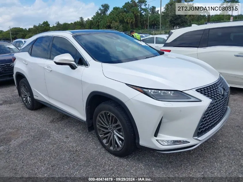 2T2JGMDA1NC080315 2022 Lexus Rx 450H