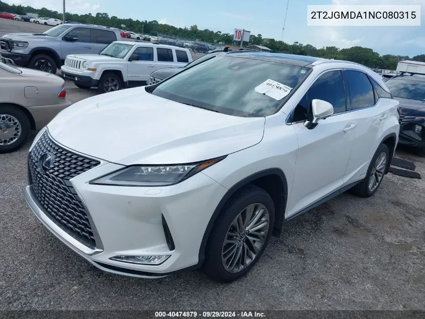 2022 Lexus Rx 450H VIN: 2T2JGMDA1NC080315 Lot: 40474879