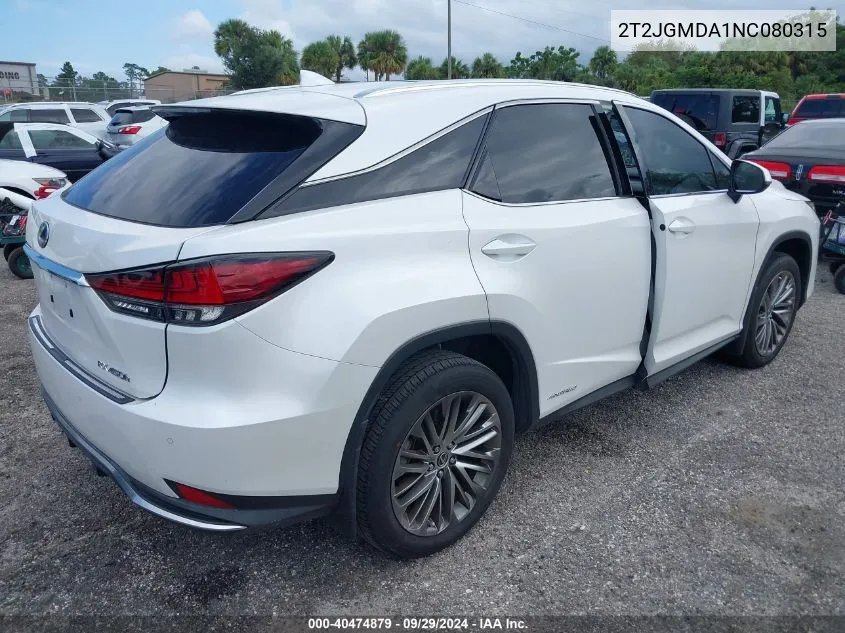 2T2JGMDA1NC080315 2022 Lexus Rx 450H