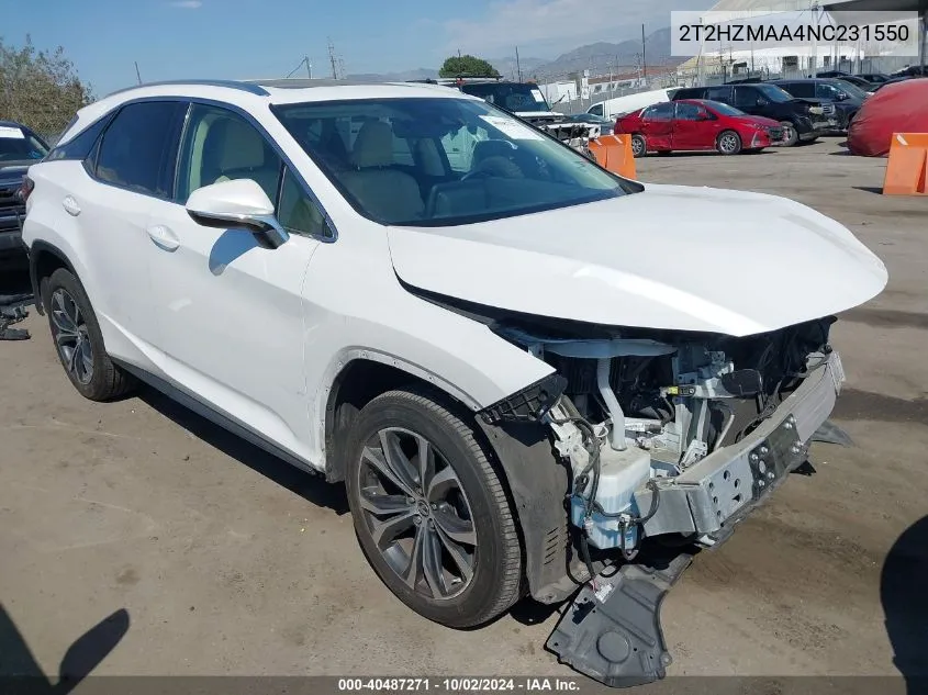 2T2HZMAA4NC231550 2022 Lexus Rx 350