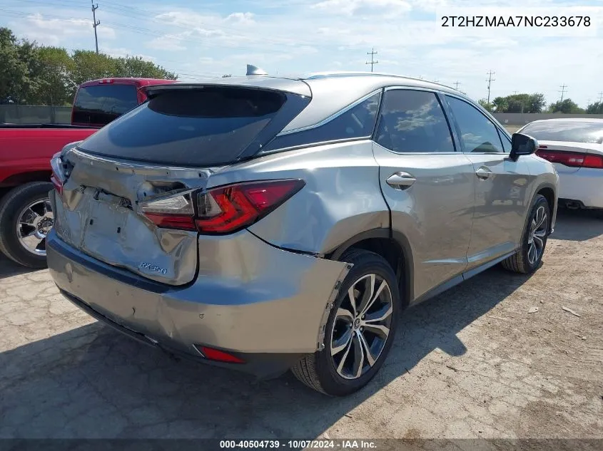 2022 Lexus Rx 350 VIN: 2T2HZMAA7NC233678 Lot: 40504739