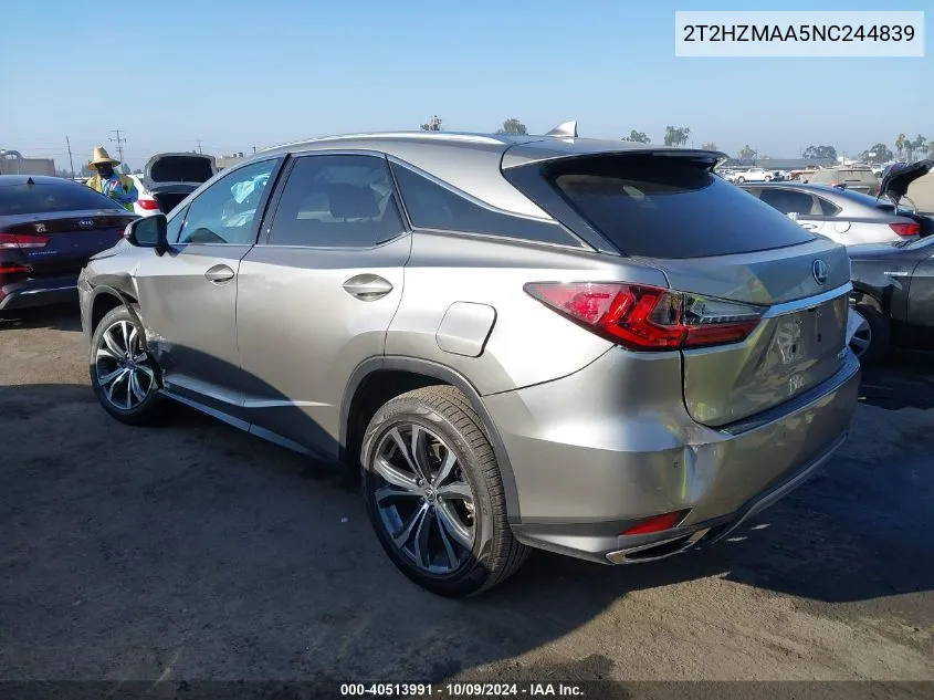 2022 Lexus Rx 350 VIN: 2T2HZMAA5NC244839 Lot: 40513991