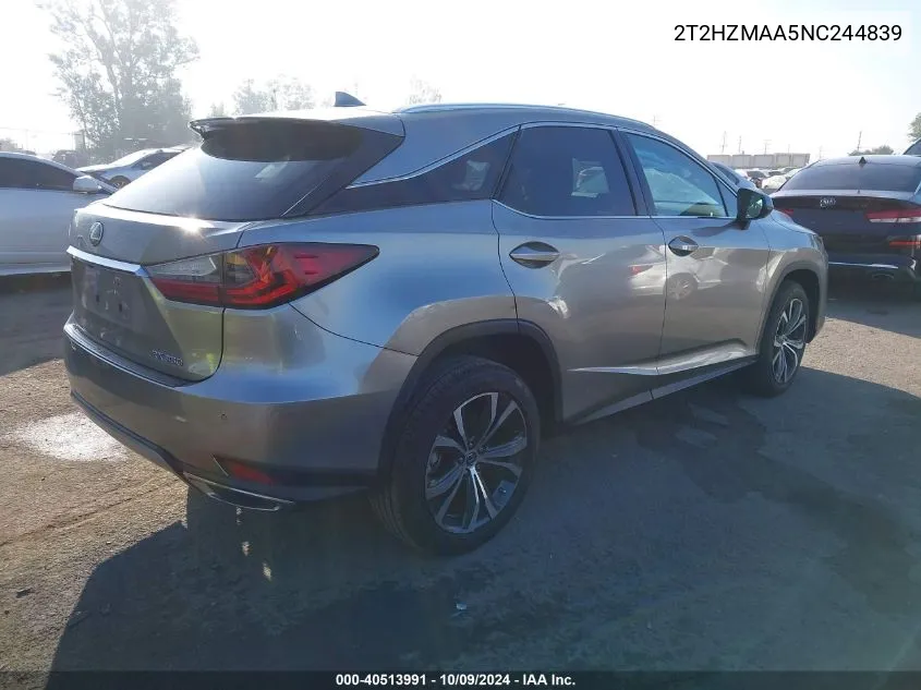 2022 Lexus Rx 350 VIN: 2T2HZMAA5NC244839 Lot: 40513991