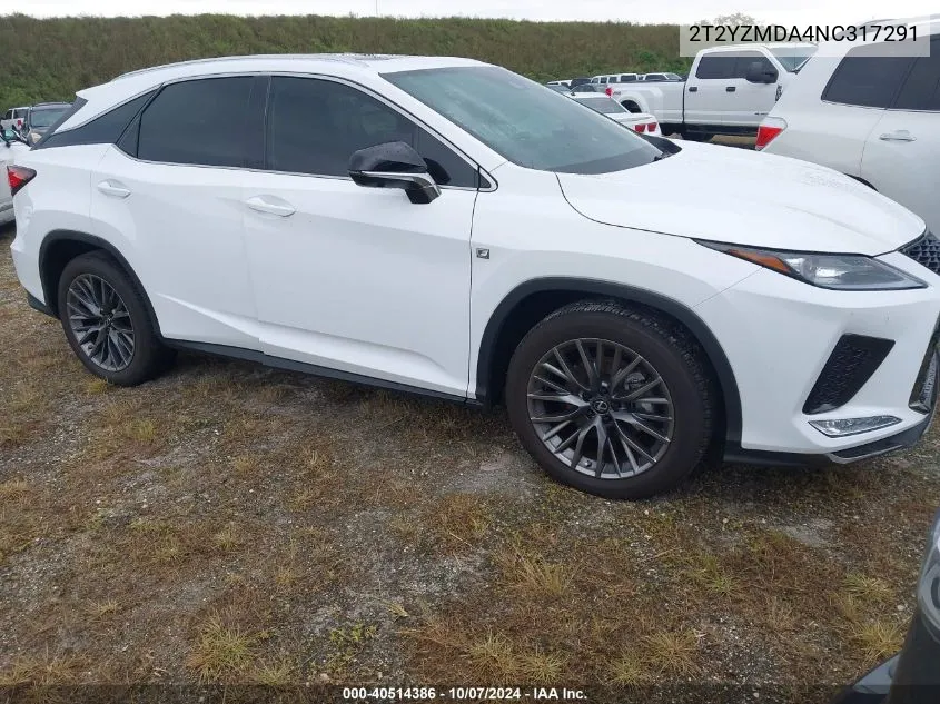 2022 Lexus Rx Rx 350 F Sport Handling VIN: 2T2YZMDA4NC317291 Lot: 40514386