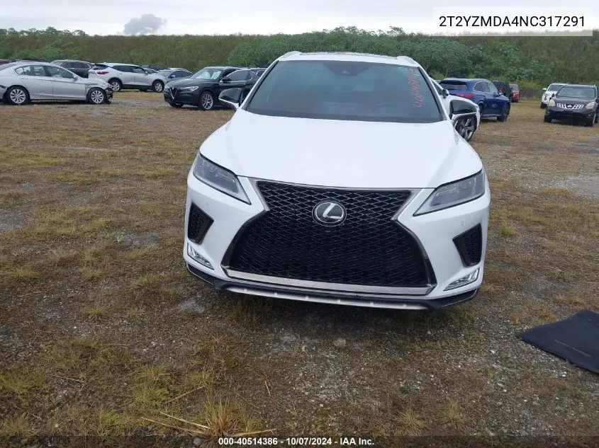 2022 Lexus Rx Rx 350 F Sport Handling VIN: 2T2YZMDA4NC317291 Lot: 40514386