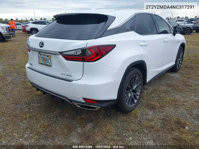 2022 Lexus Rx Rx 350 F Sport Handling VIN: 2T2YZMDA4NC317291 Lot: 40514386