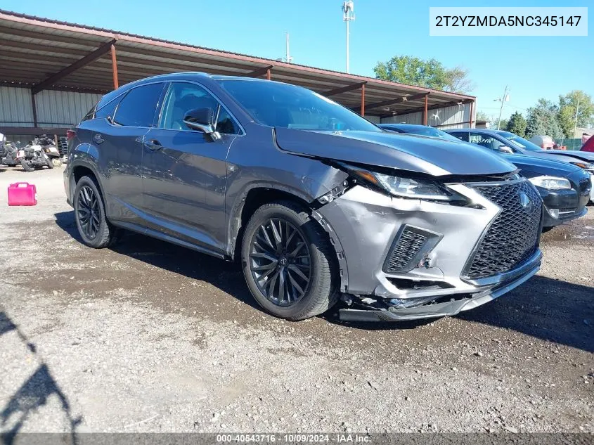 2022 Lexus Rx Rx 350 F Sport Handling VIN: 2T2YZMDA5NC345147 Lot: 40543716