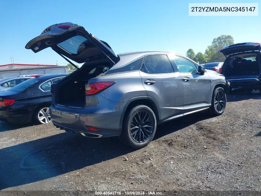 2022 Lexus Rx Rx 350 F Sport Handling VIN: 2T2YZMDA5NC345147 Lot: 40543716