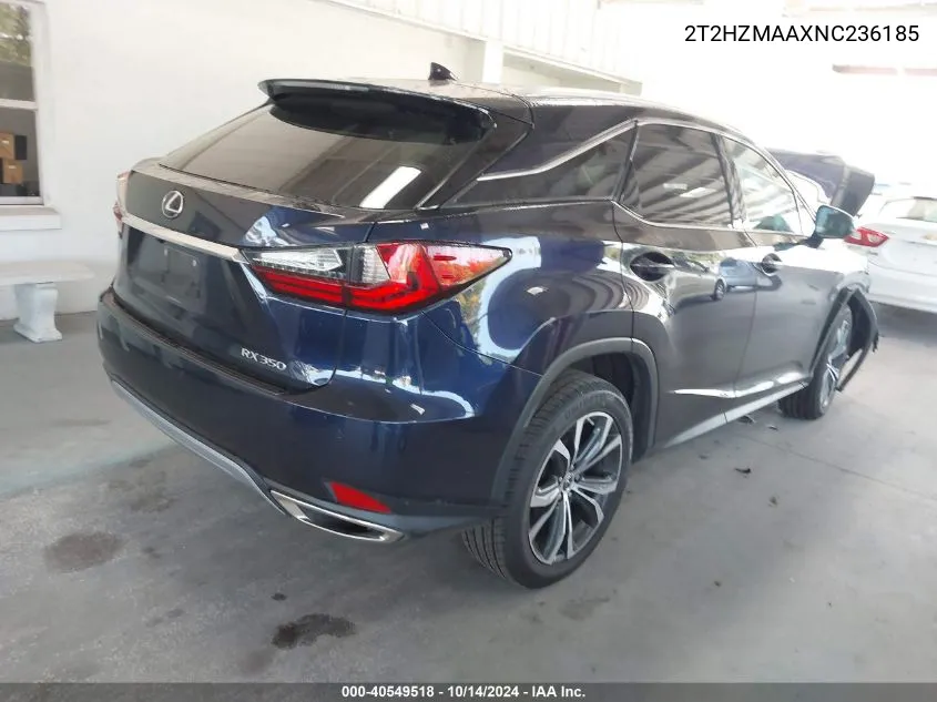 2022 Lexus Rx 350 VIN: 2T2HZMAAXNC236185 Lot: 40549518