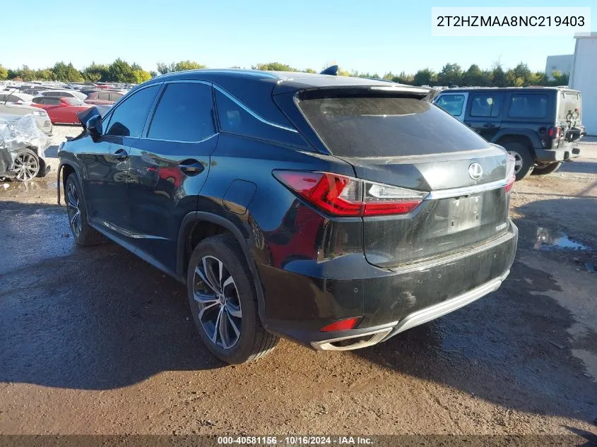 2022 Lexus Rx 350 VIN: 2T2HZMAA8NC219403 Lot: 40581156