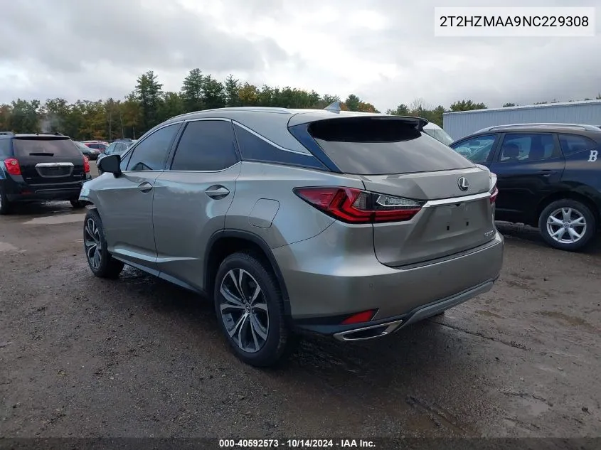 2022 Lexus Rx 350 VIN: 2T2HZMAA9NC229308 Lot: 40592573