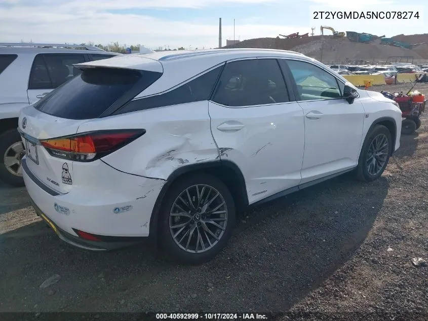 2022 Lexus Rx 450H F Sport Handling VIN: 2T2YGMDA5NC078274 Lot: 40592999