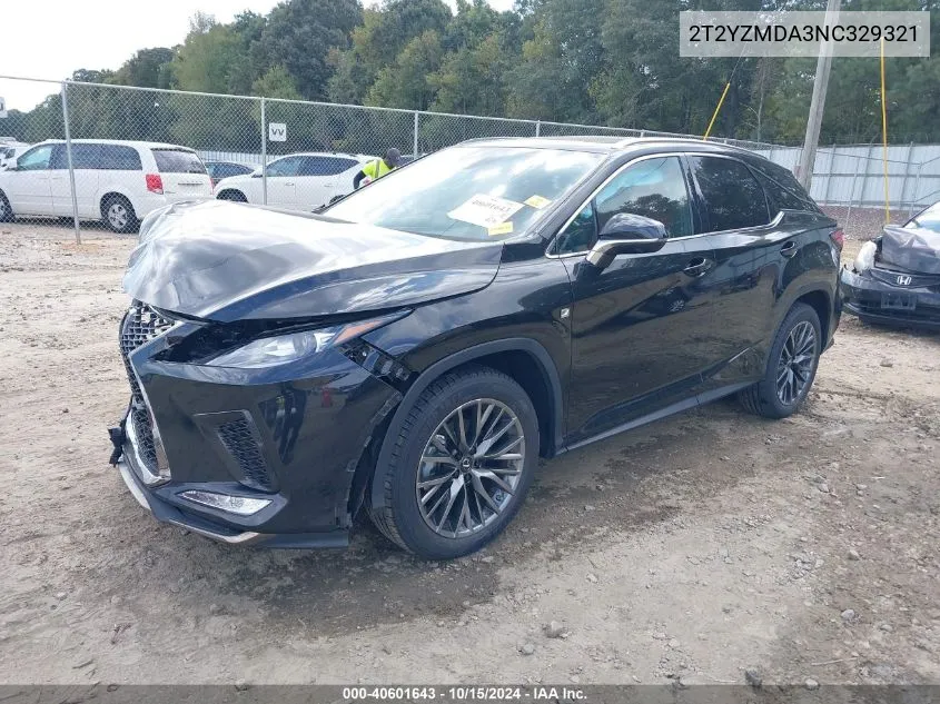 2022 Lexus Rx 350 F Sport Handling VIN: 2T2YZMDA3NC329321 Lot: 40601643