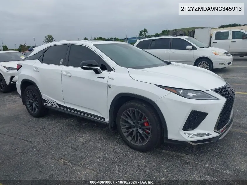 2022 Lexus Rx 350 F Sport Handling VIN: 2T2YZMDA9NC345913 Lot: 40610067