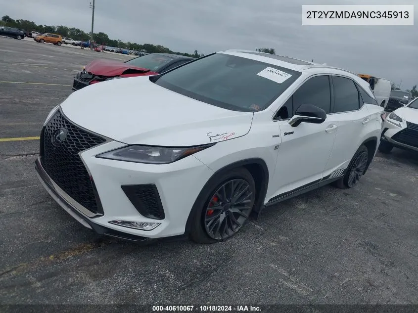 2022 Lexus Rx 350 F Sport Handling VIN: 2T2YZMDA9NC345913 Lot: 40610067