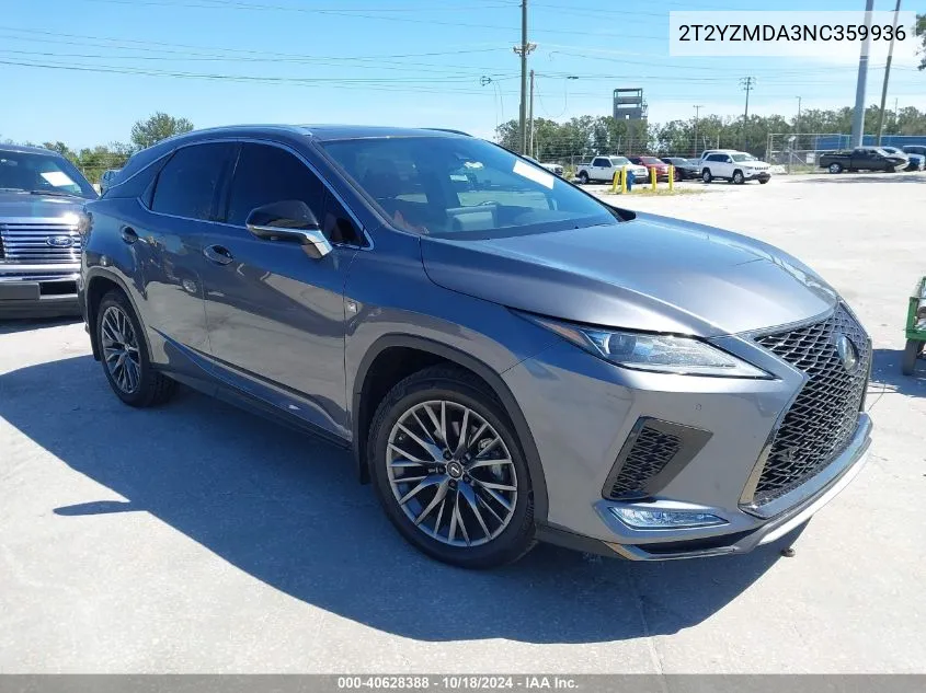 2022 Lexus Rx 350 F Sport Handling VIN: 2T2YZMDA3NC359936 Lot: 40628388