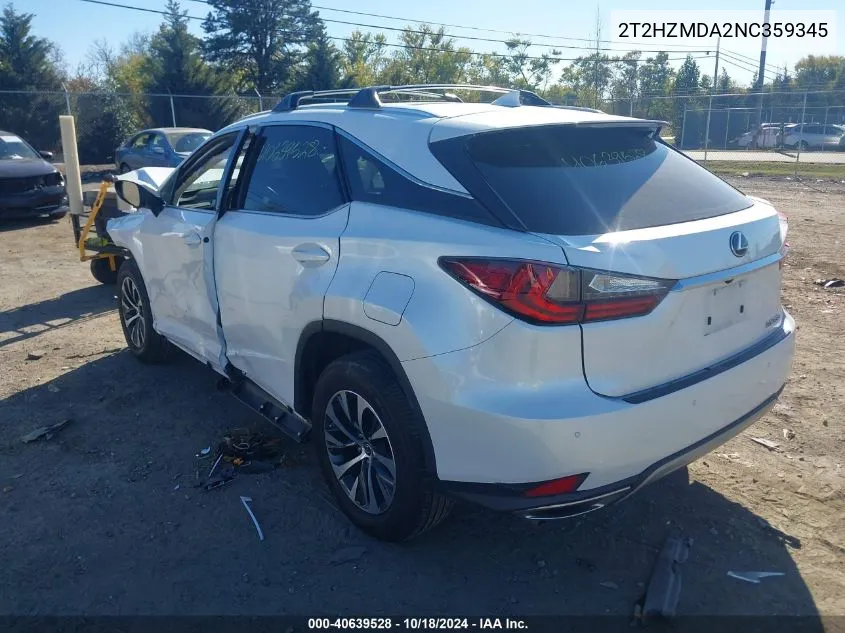 2022 Lexus Rx 350 VIN: 2T2HZMDA2NC359345 Lot: 40639528